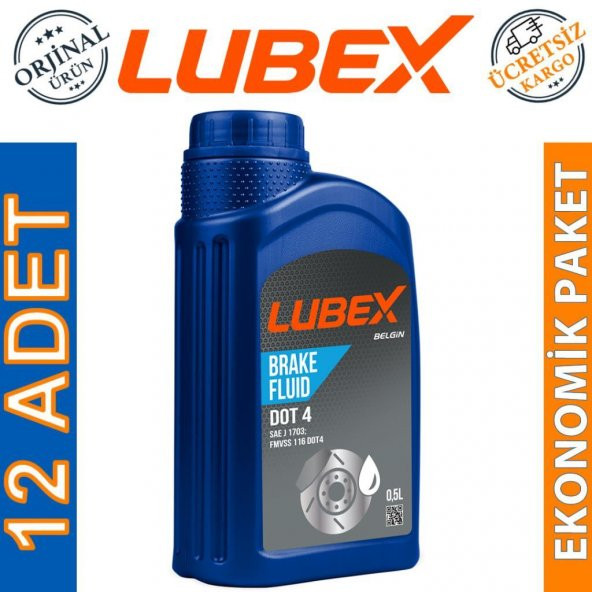 Lubex Brake Fluid DOT 4 Fren Hidrolik Yağı 500 Ml (12 Adet) ürün görseli 1