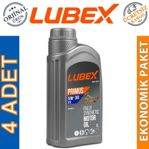 Lubex Primus EC 5W-30 1 Lt Tam Sentetik Motor Yağı (4 Adet) ürün görseli 1