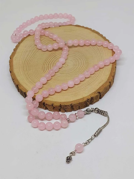 Pembe Kuvars Taşı 99luk Tesbih 8mm (2958) - Resim 2