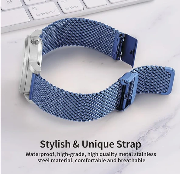 PASLANMAZ ÇELİK KORDON MK1003 - BLUE - 18MM - Resim 5