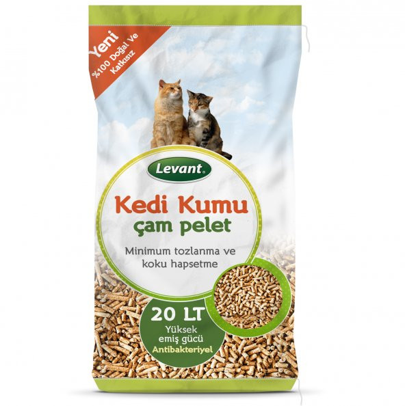 KEDİ KUMU ÇAM PELET EKONOMİK PAKET 100 ORGANİK AĞAÇ KOKULU 20 LT ürün görseli 1