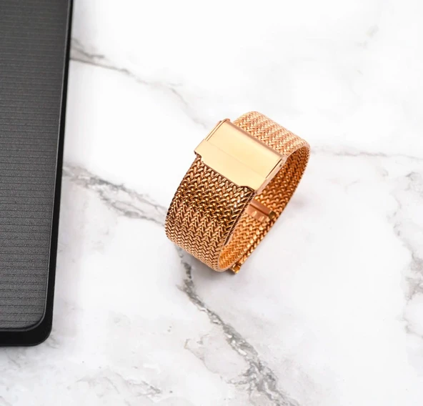 PASLANMAZ ÇELİK KORDON MK1002-GOLD - 24MM - Resim 2