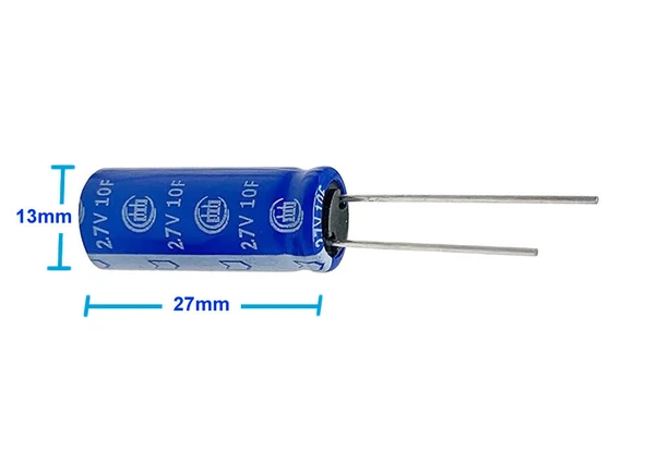 10f 2.7v Süpercap 10x25mm Dıp Süper Kapasitör Enerji Depolama Güneş Rüzgar Akü Batarya Güç Kaynağı ürün görseli 1