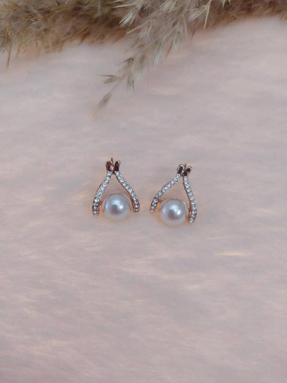 Hdmarketim Swarovski Taşlı İncili Doğa Temalı Küpe ürün görseli 1