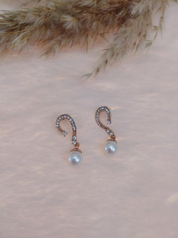 Hdmarketim Swarovski Taşlı İncili Doğa Temalı Küpe ürün görseli 1