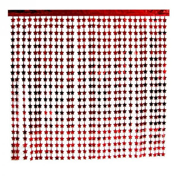 PÜSKÜLLÜ PERDE KIRMIZI YILDIZ MODELİ 91CM X 240CM ürün görseli 1