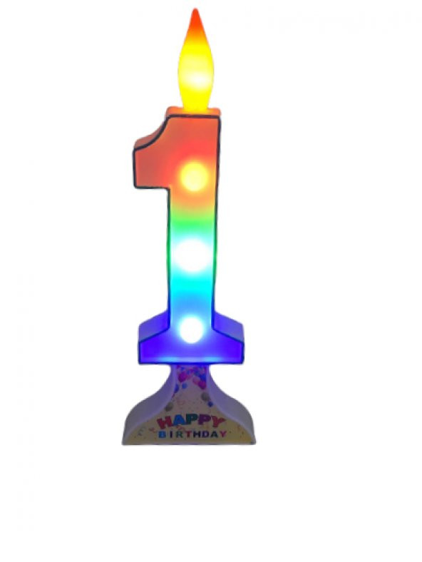 LED 1 RAKAM MUM MAVİ 20CM (PİLLİ) ürün görseli 1