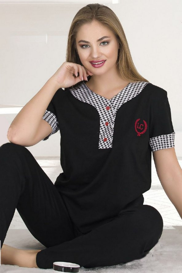 Kadın Modal Kumaş Pijama Takımı - Teknur 72511 2li Kısa Kol Pijama Takımı ürün görseli 1