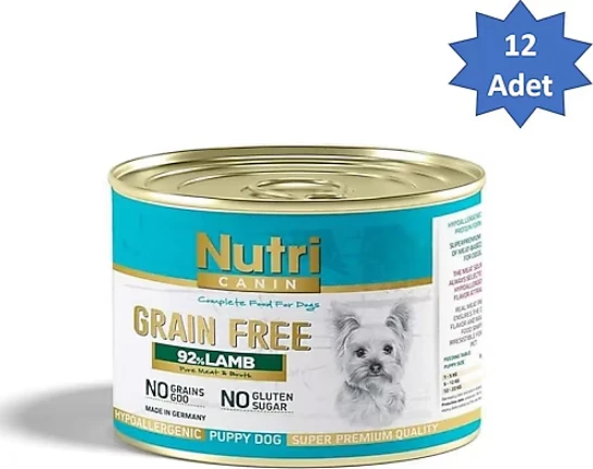 Nutri Canin Tahılsız %92 Kuzu Etli 200 gr 12'li Yavru Konserve Köpek Maması ürün görseli 1