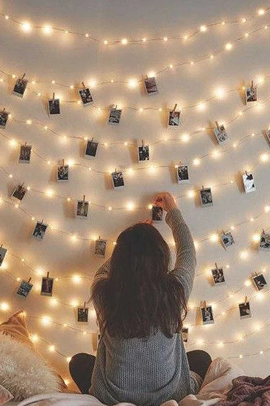 HİDZ Tel Led Işık 10 Metre (sarı) Pilli + 50 Adet Küçük Mandal ürün görseli 1
