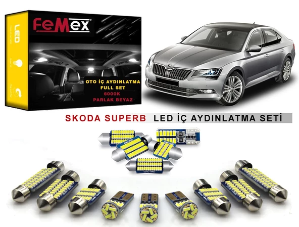 Skoda SuperB  2015 Sonrası LED İç Aydınlatma Ampul Seti FEMEX Parlak Beyaz ürün görseli 1