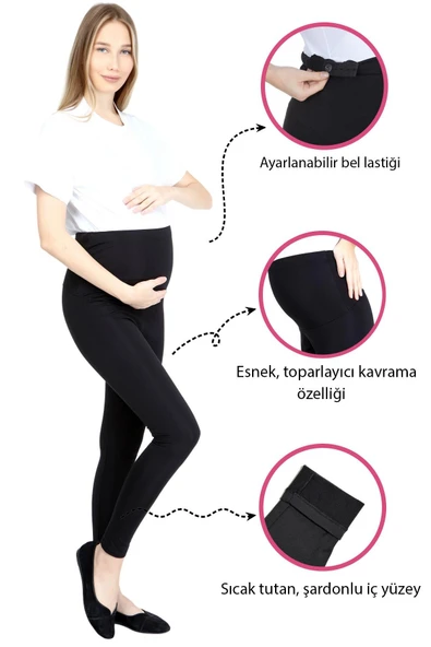 Luvmabelly MYRB8060 Termal İçi Şardonlu Sıcak Tutan Beli Ayarlanabilir Hamile Tayt ürün görseli 1