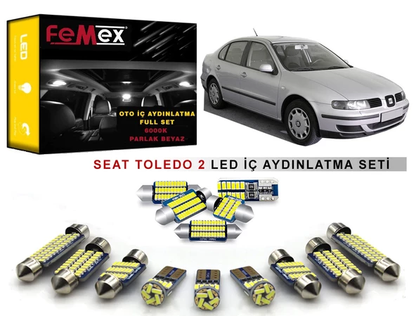 Seat Toledo 2 LED İç Aydınlatma Ampul Seti FEMEX Parlak Beyaz ürün görseli 1