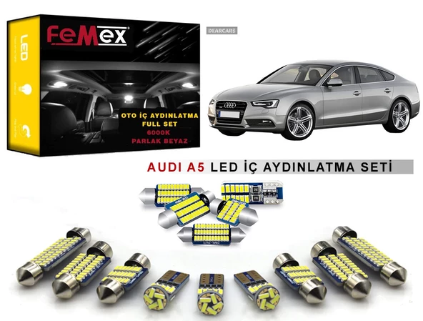 Audi A5 LED İç Aydınlatma Ampul Seti FEMEX Parlak Beyaz ürün görseli 1