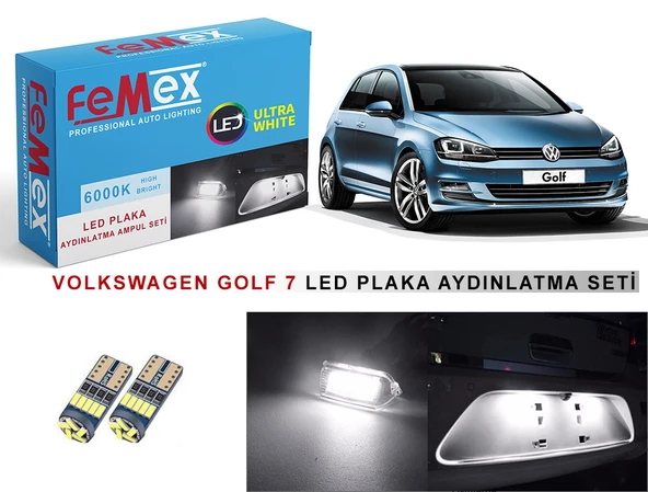 Vw Golf7 LED Plaka Aydınlatma Ampul Seti FEMEX Parlak Beyaz ürün görseli 1