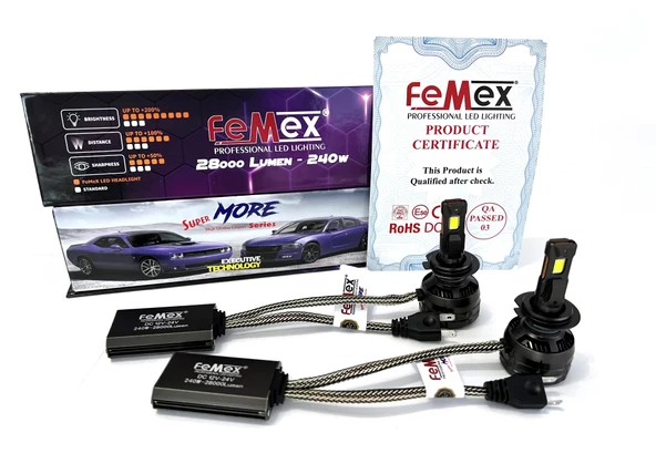 FEMEX Super More Csp SUPERIOR ETI Chipset H7 Radyatör Soğutmalı ExtRa PerFormans Led Xenon ürün görseli 1