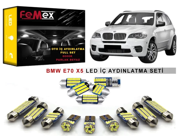 BMW E70 X5 2007-2012 LED İç Aydınlatma Ampul Seti FEMEX Parlak Beyaz ürün görseli 1