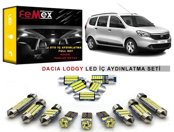 Dacia Lodgy LED İç Aydınlatma Ampul Seti FEMEX Parlak Beyaz ürün görseli 1