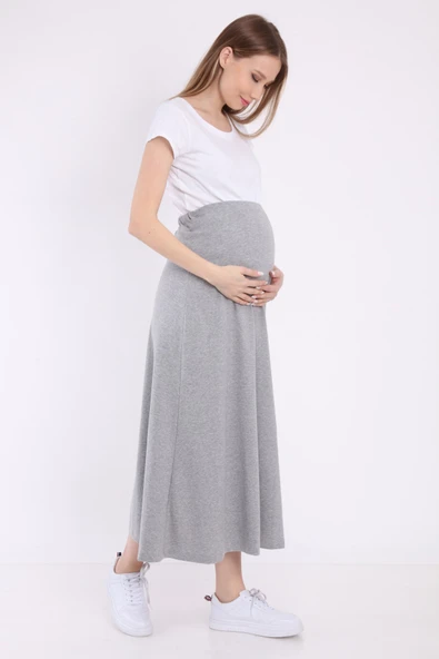 Luvmabelly MYRA9031 Beli Ayarlanabilir Hamile Etek -Gri ürün görseli 1