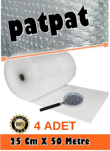 4 Adet 25 CM X 50 Metre Havalı Balonlu Naylon Patpat Pıtpıt Paketleme Naylonu ürün görseli 1