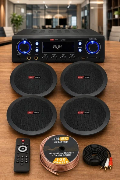 Lastvoice Black Stately Pack-4 Tavan Hoparlörü ve Anfi Ses Sistemi Seti ürün görseli 1