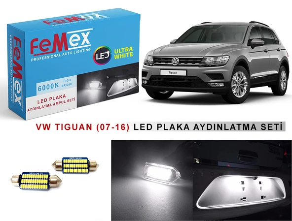 Volkswagen  Tiguan (2007-2016) LED Plaka Aydınlatma Ampul Seti FEMEX Parlak Beyaz ürün görseli 1