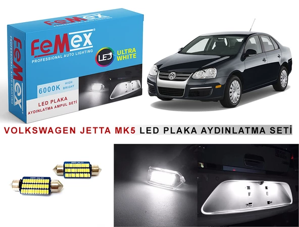 Volkswagen  Jetta Mk5 LED Plaka Aydınlatma Ampul Seti FEMEX Parlak Beyaz ürün görseli 1