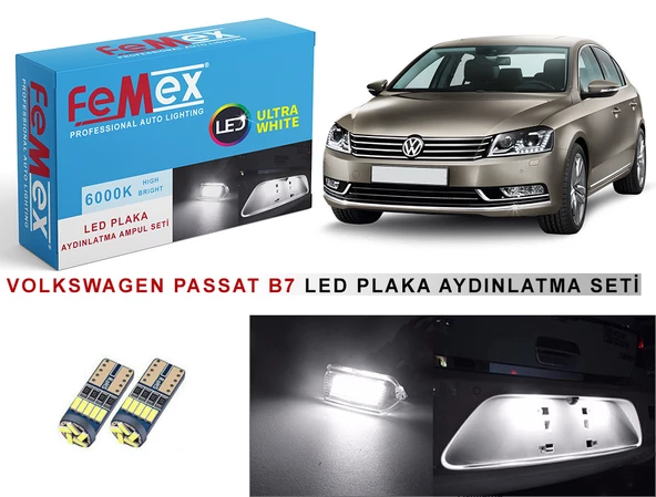 Volkswagen Passat B7 LED Plaka Aydınlatma Ampul Seti FEMEX Parlak Beyaz ürün görseli 1