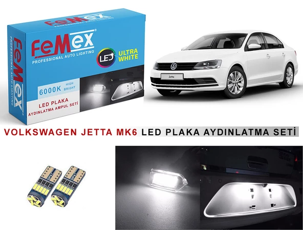 Volkswagen Jetta Mk6 LED Plaka Aydınlatma Ampul Seti FEMEX Parlak Beyaz ürün görseli 1
