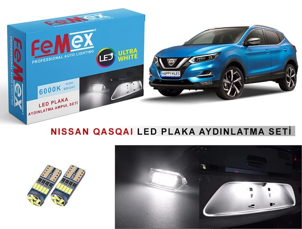 Nissan Qashqai LED Plaka Aydınlatma Ampul Seti FEMEX Parlak Beyaz ürün görseli 1