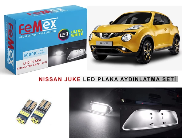 Nissan Juke LED Plaka Aydınlatma Ampul Seti FEMEX Parlak Beyaz ürün görseli 1