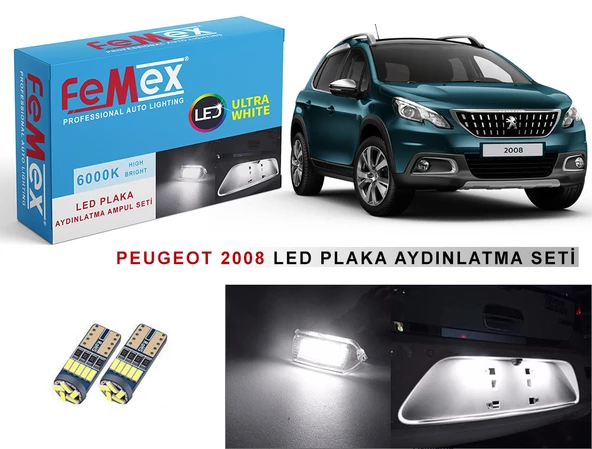 Peugeot 2008 LED Plaka Aydınlatma Ampul Seti FEMEX Parlak Beyaz ürün görseli 1