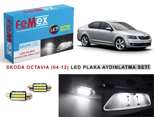 Skoda Octavia LED Plaka Aydınlatma Ampul Seti FEMEX Parlak Beyaz ürün görseli 1