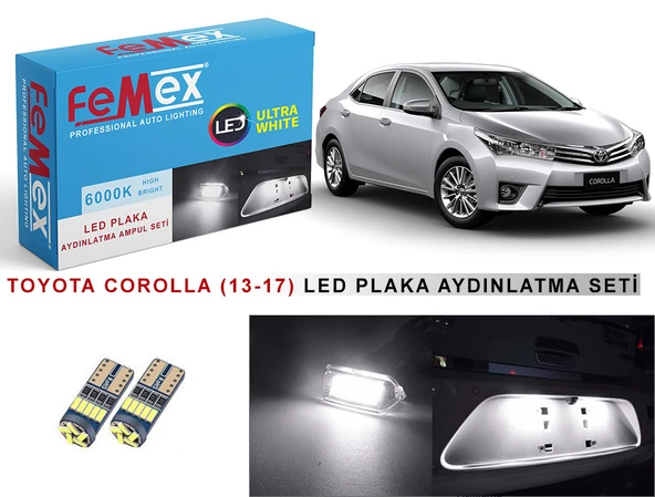 Toyota Corolla (2013-2017) LED Plaka Aydınlatma Ampul Seti FEMEX Parlak Beyaz ürün görseli 1