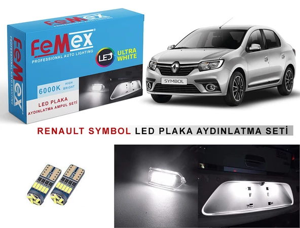 Renault Symbol LED Plaka Aydınlatma Ampul Seti FEMEX Parlak Beyaz ürün görseli 1