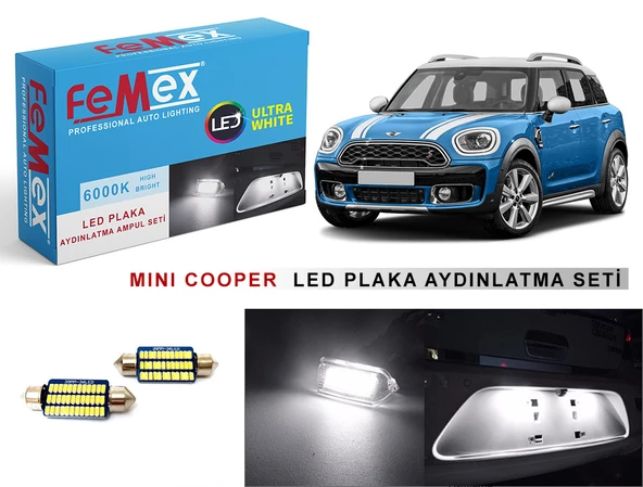 Mini Cooper LED Plaka Aydınlatma Ampul Seti FEMEX Parlak Beyaz ürün görseli 1