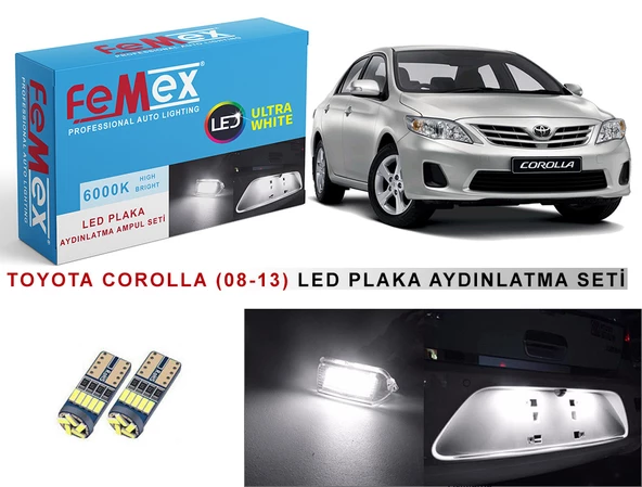 Toyota Corolla (2008-2013) LED Plaka Aydınlatma Ampul Seti FEMEX Parlak Beyaz ürün görseli 1