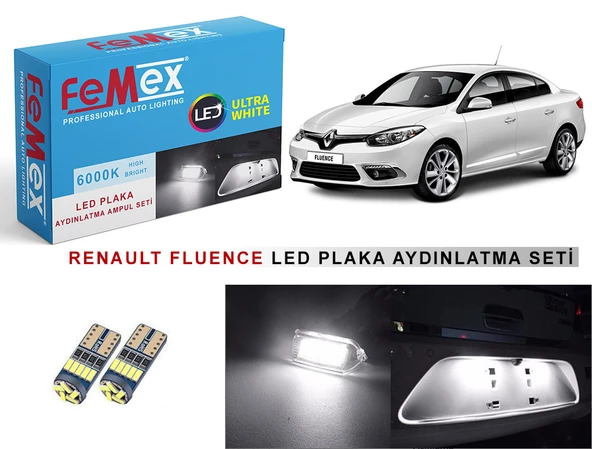 Renault Fluence LED Plaka Aydınlatma Ampul Seti FEMEX Parlak Beyaz ürün görseli 1