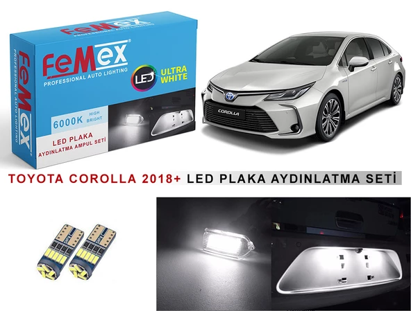 Toyota Corolla (2018 Sonrası) LED Plaka Aydınlatma Ampul Seti FEMEX Parlak Beyaz ürün görseli 1