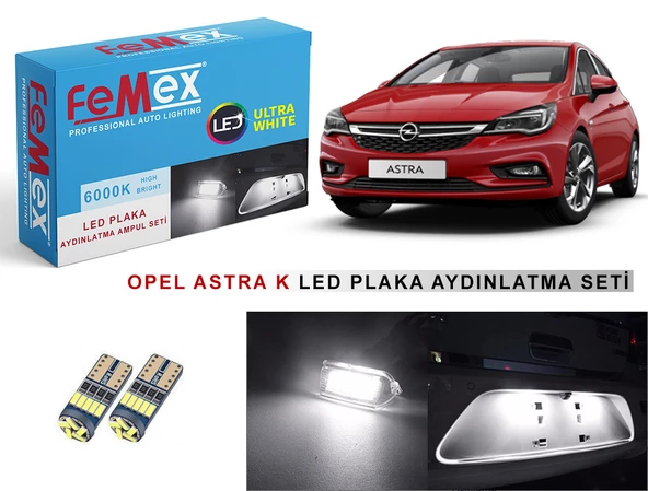 Opel Astra K LED Plaka Aydınlatma Ampul Seti FEMEX Parlak Beyaz ürün görseli 1