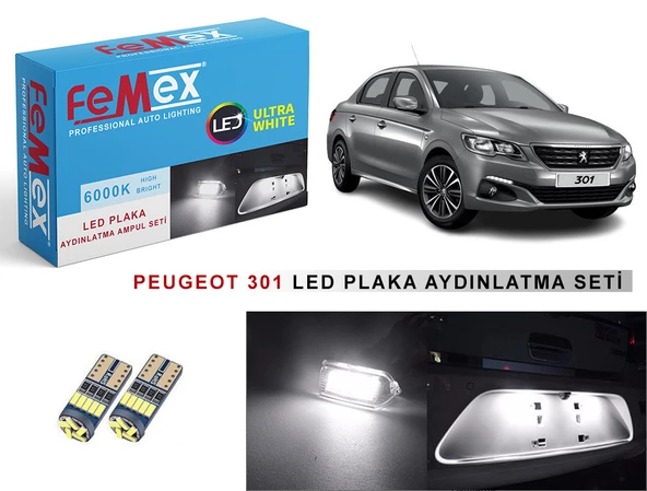 Peugeot 301 LED Plaka Aydınlatma Ampul Seti FEMEX Parlak Beyaz ürün görseli 1