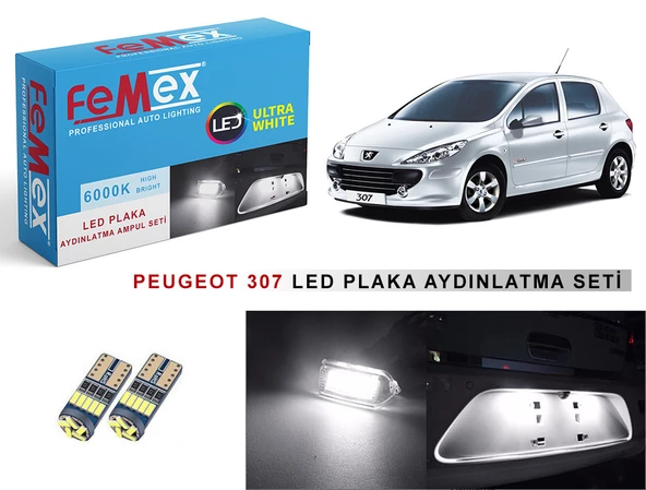 Peugeot 307 LED Plaka Aydınlatma Ampul Seti FEMEX Parlak Beyaz ürün görseli 1