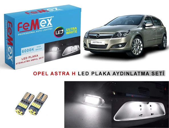 Opel Astra H LED Plaka Aydınlatma Ampul Seti FEMEX Parlak Beyaz ürün görseli 1