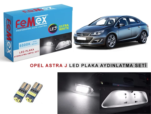 Opel Astrra J LED Plaka Aydınlatma Ampul Seti FEMEX Parlak Beyaz ürün görseli 1
