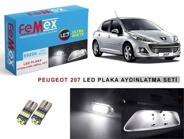 Peugeot 207 LED Plaka Aydınlatma Ampul Seti FEMEX Parlak Beyaz ürün görseli 1