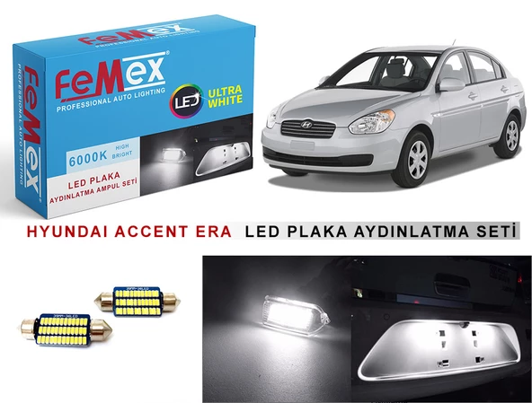 Hyundai Accent Era LED Plaka Aydınlatma Ampul Seti FEMEX Parlak Beyaz ürün görseli 1