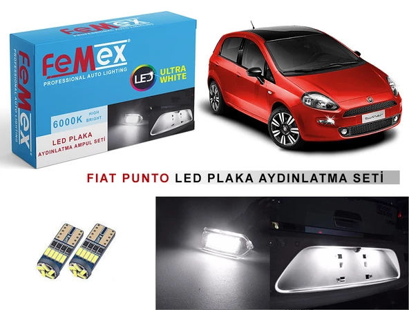 Fiat Punto LED Plaka Aydınlatma Ampul Seti FEMEX Parlak Beyaz ürün görseli 1