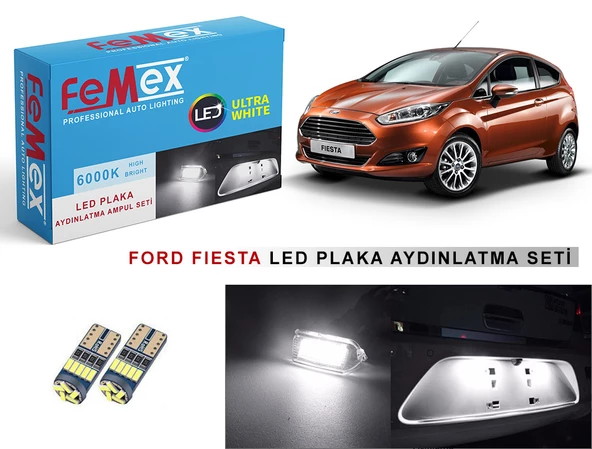 Ford Fiesta LED Plaka Aydınlatma Ampul Seti FEMEX Parlak Beyaz ürün görseli 1