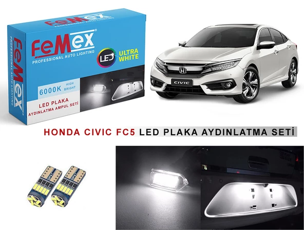 Honda Civic Fc5 LED Plaka Aydınlatma Ampul Seti FEMEX Parlak Beyaz ürün görseli 1