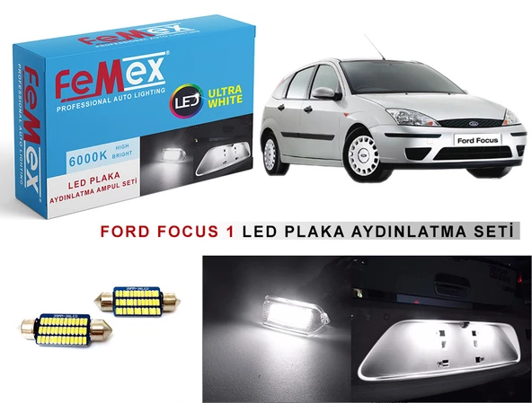 Ford Focus 1 LED Plaka Aydınlatma Ampul Seti FEMEX Parlak Beyaz ürün görseli 1